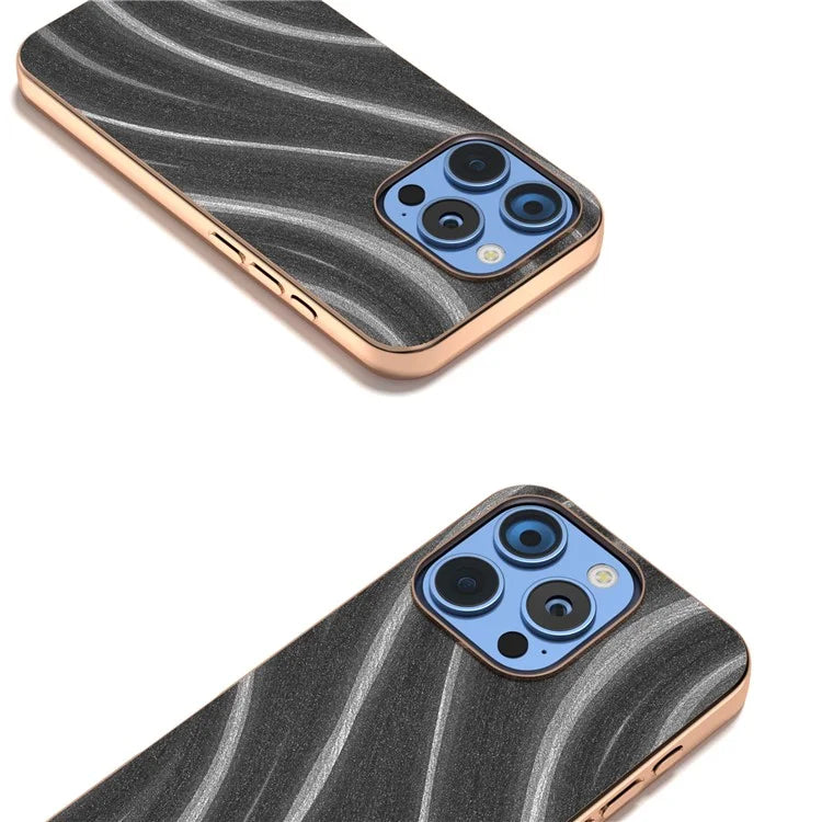 For iPhone 16 Pro Case Electroplating Phone Cover Milky Way Pattern PU+TPU Protective Case