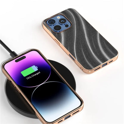 For iPhone 16 Pro Case Electroplating Phone Cover Milky Way Pattern PU+TPU Protective Case