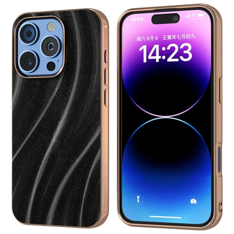 For iPhone 16 Pro Case Electroplating Phone Cover Milky Way Pattern PU+TPU Protective Case