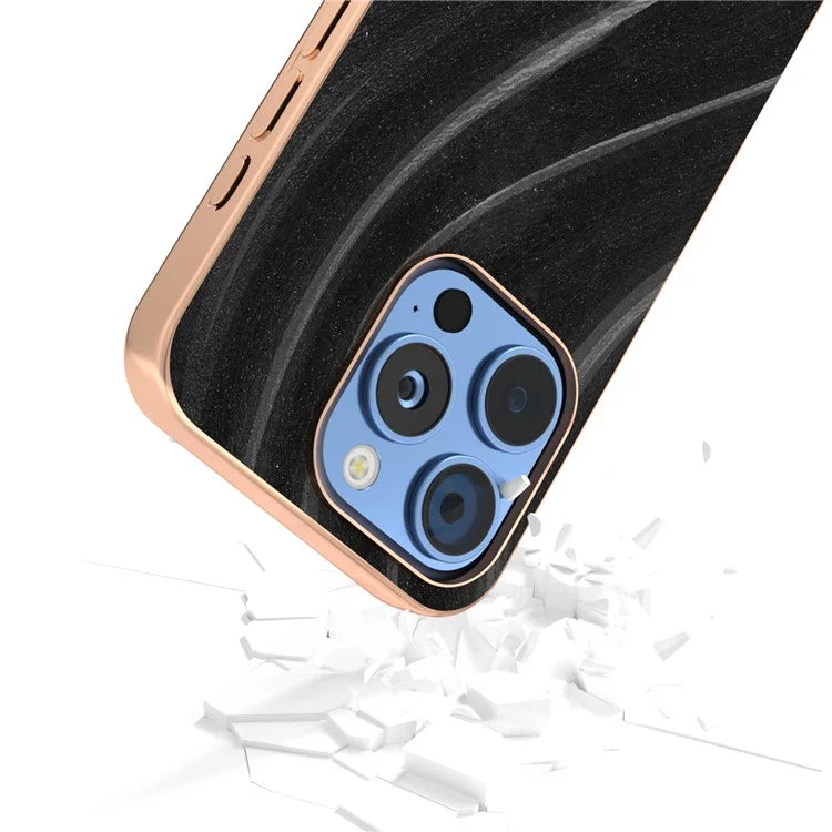 For iPhone 16 Pro Case Electroplating Phone Cover Milky Way Pattern PU+TPU Protective Case