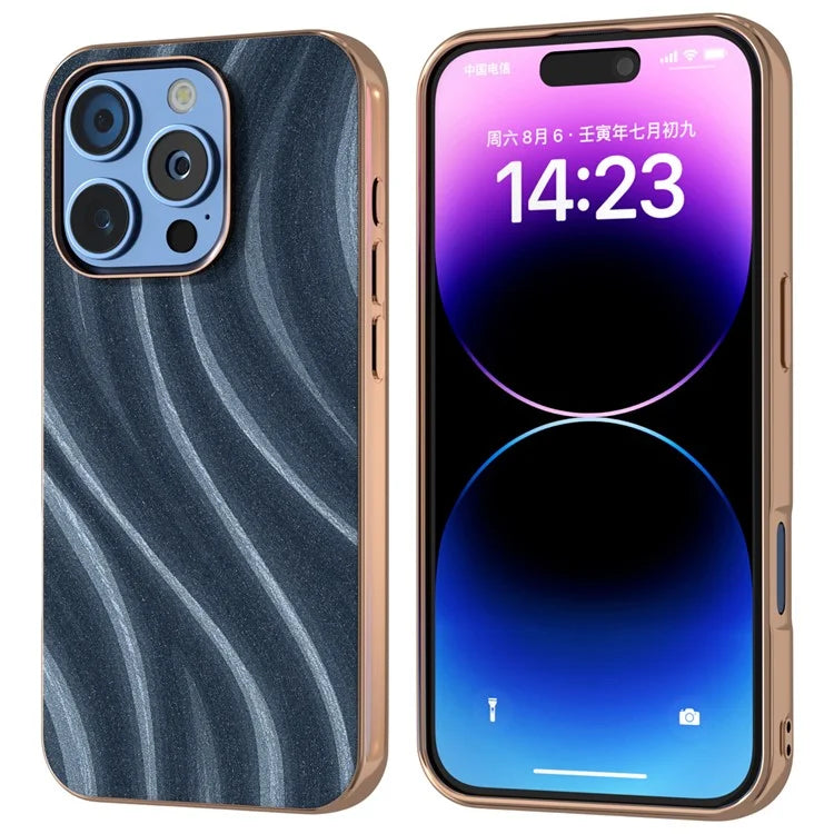 For iPhone 16 Pro Case Electroplating Phone Cover Milky Way Pattern PU+TPU Protective Case