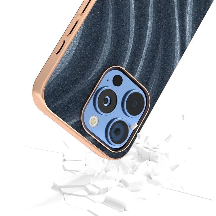 For iPhone 16 Pro Case Electroplating Phone Cover Milky Way Pattern PU+TPU Protective Case