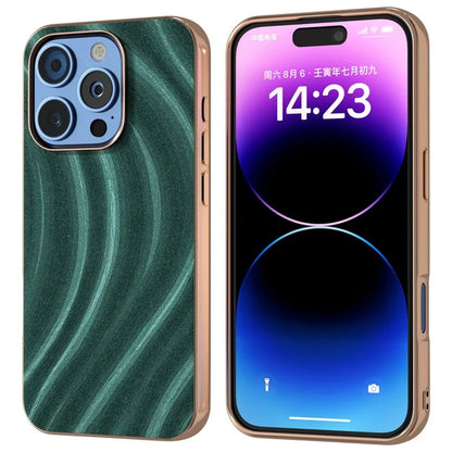 For iPhone 16 Pro Case Electroplating Phone Cover Milky Way Pattern PU+TPU Protective Case