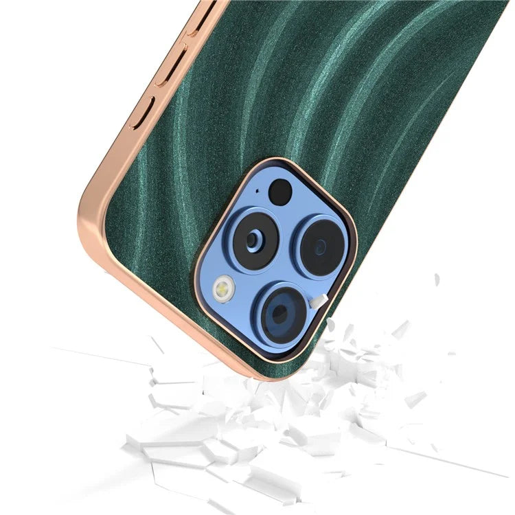 For iPhone 16 Pro Case Electroplating Phone Cover Milky Way Pattern PU+TPU Protective Case