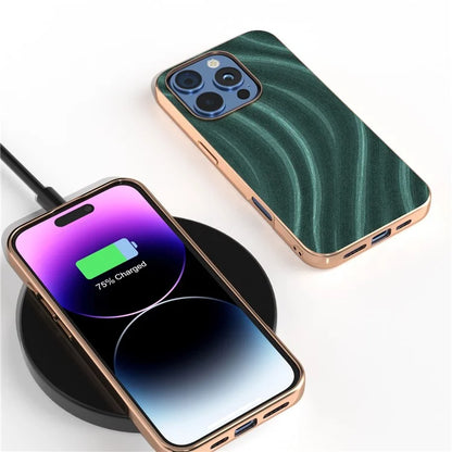 For iPhone 16 Pro Case Electroplating Phone Cover Milky Way Pattern PU+TPU Protective Case