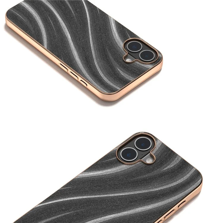 For iPhone 16 Plus Case Electroplating Phone Cover Milky Way Pattern PU+TPU Protective Case