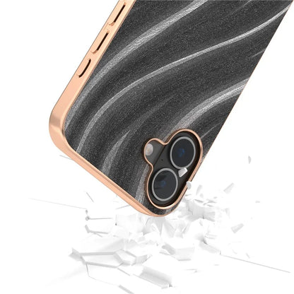 For iPhone 16 Plus Case Electroplating Phone Cover Milky Way Pattern PU+TPU Protective Case