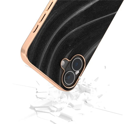 For iPhone 16 Plus Case Electroplating Phone Cover Milky Way Pattern PU+TPU Protective Case
