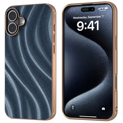 For iPhone 16 Plus Case Electroplating Phone Cover Milky Way Pattern PU+TPU Protective Case