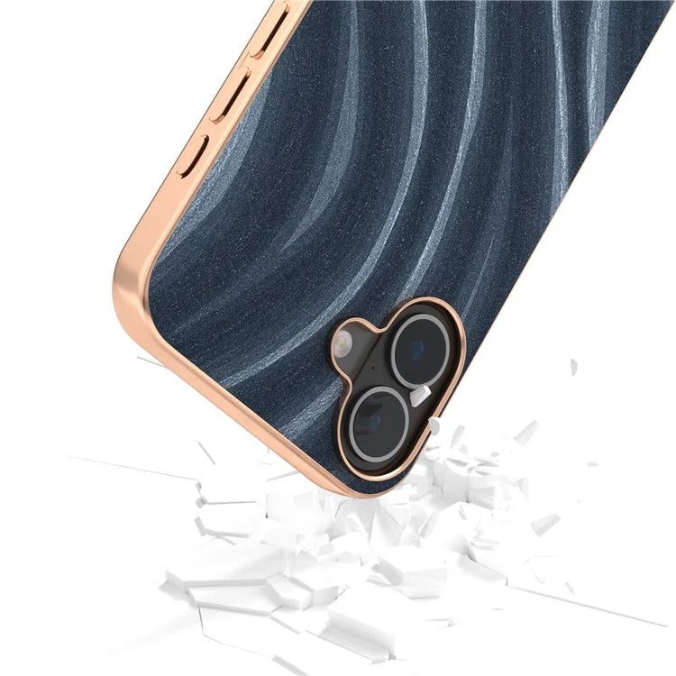 For iPhone 16 Plus Case Electroplating Phone Cover Milky Way Pattern PU+TPU Protective Case