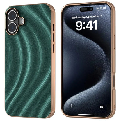 For iPhone 16 Plus Case Electroplating Phone Cover Milky Way Pattern PU+TPU Protective Case