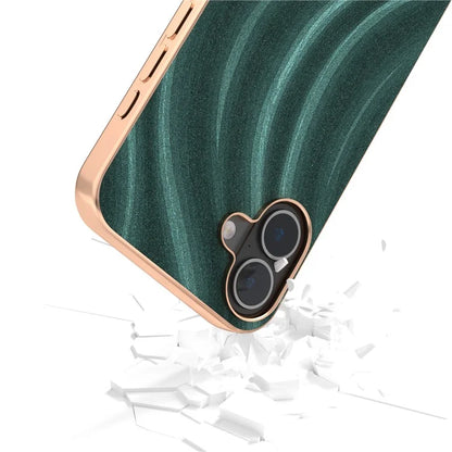 For iPhone 16 Plus Case Electroplating Phone Cover Milky Way Pattern PU+TPU Protective Case