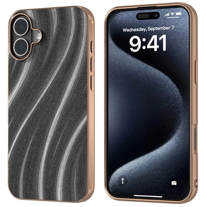 For iPhone 16 Case Electroplating Phone Cover Milky Way Pattern PU+TPU Protective Case