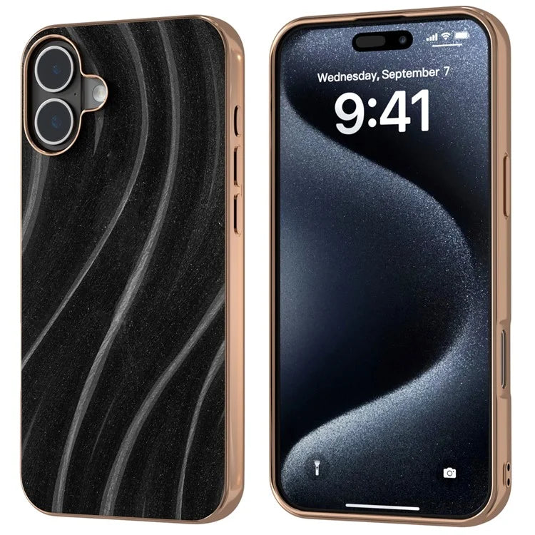 For iPhone 16 Case Electroplating Phone Cover Milky Way Pattern PU+TPU Protective Case