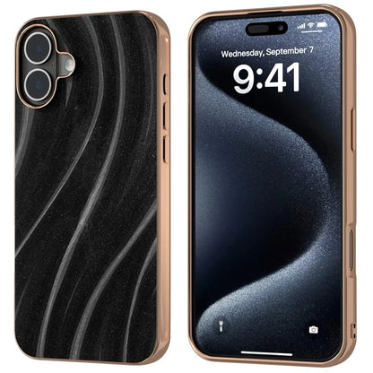 For iPhone 16 Case Electroplating Phone Cover Milky Way Pattern PU+TPU Protective Case