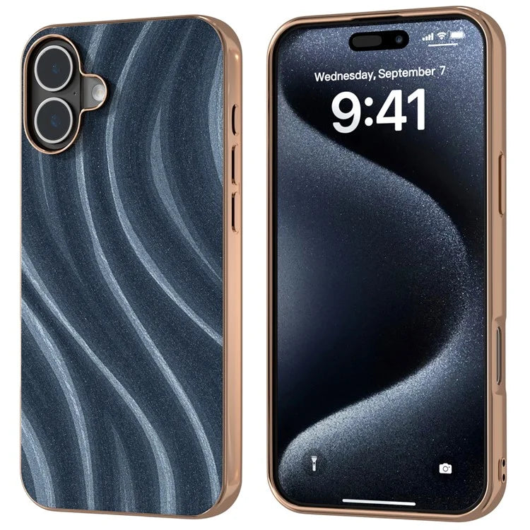 For iPhone 16 Case Electroplating Phone Cover Milky Way Pattern PU+TPU Protective Case