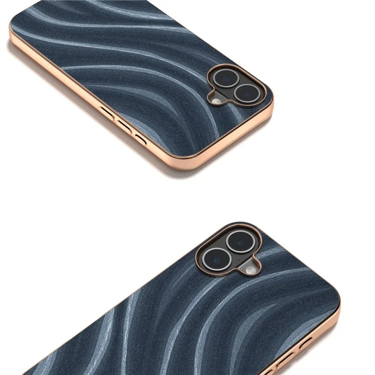 For iPhone 16 Case Electroplating Phone Cover Milky Way Pattern PU+TPU Protective Case