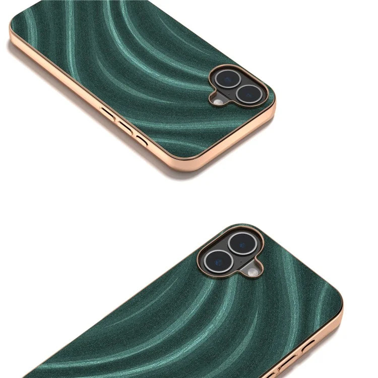 For iPhone 16 Case Electroplating Phone Cover Milky Way Pattern PU+TPU Protective Case