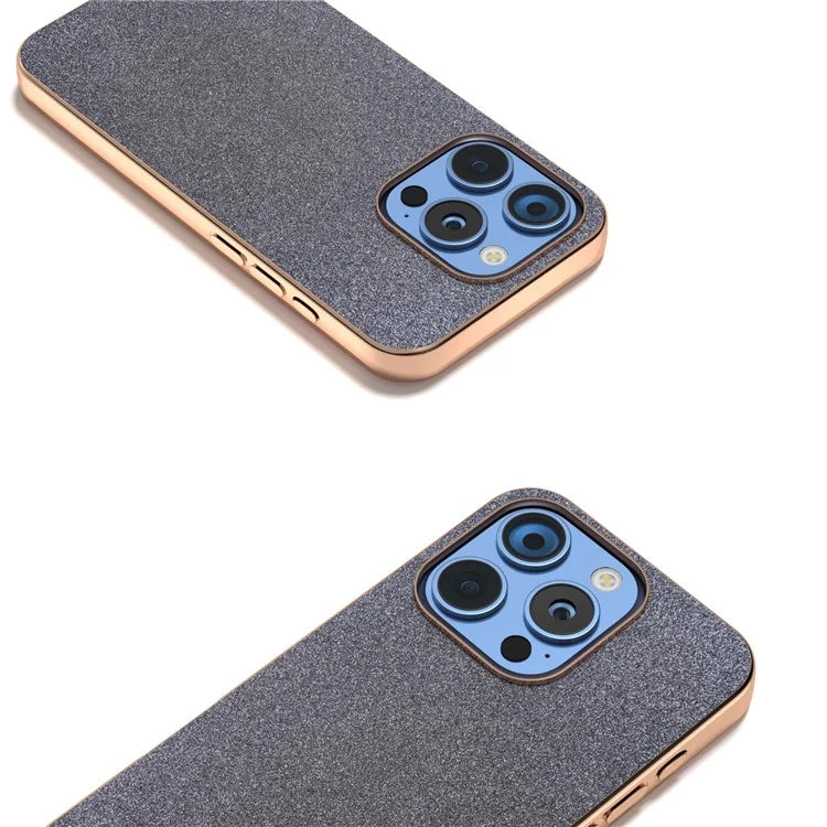 For iPhone 16 Pro Max Case Electroplating Phone Cover Glitter Surface Design PU+TPU Protective Case