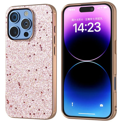 For iPhone 16 Pro Max Case Electroplating Phone Cover Glitter Surface Design PU+TPU Protective Case