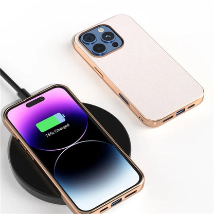 For iPhone 16 Pro Max Case Electroplating Phone Cover Glitter Surface Design PU+TPU Protective Case