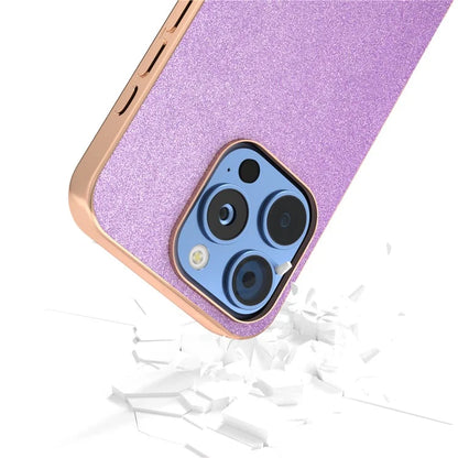 For iPhone 16 Pro Case Electroplating Phone Cover Glitter Surface Design PU+TPU Protective Case