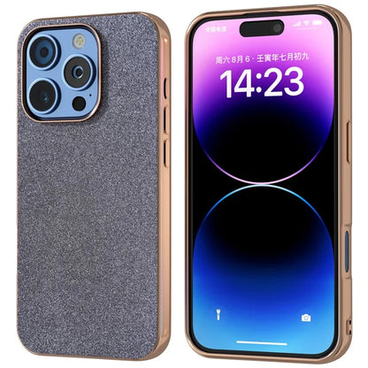 For iPhone 16 Pro Case Electroplating Phone Cover Glitter Surface Design PU+TPU Protective Case
