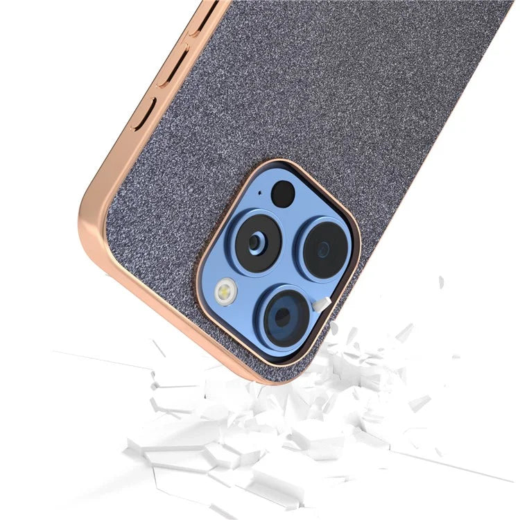For iPhone 16 Pro Case Electroplating Phone Cover Glitter Surface Design PU+TPU Protective Case