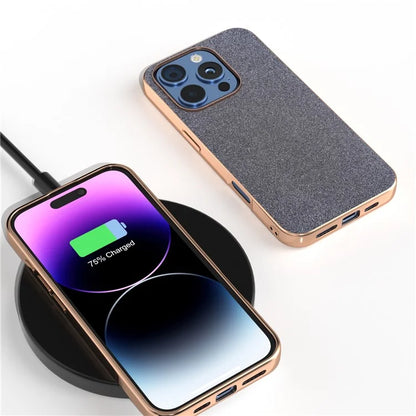 For iPhone 16 Pro Case Electroplating Phone Cover Glitter Surface Design PU+TPU Protective Case