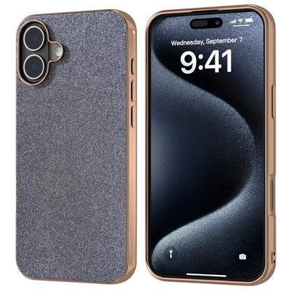 For iPhone 16 Plus Case Electroplating Phone Cover Glitter Surface Design PU+TPU Protective Case