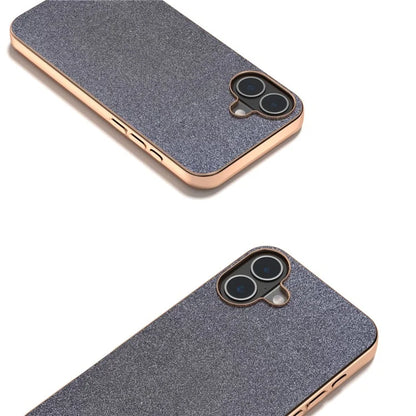 For iPhone 16 Plus Case Electroplating Phone Cover Glitter Surface Design PU+TPU Protective Case