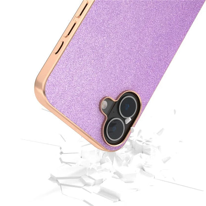 For iPhone 16 Case Electroplating Phone Cover Glitter Surface Design PU+TPU Protective Case