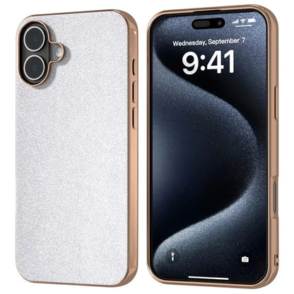 For iPhone 16 Case Electroplating Phone Cover Glitter Surface Design PU+TPU Protective Case