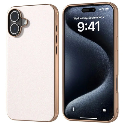 For iPhone 16 Case Electroplating Phone Cover Glitter Surface Design PU+TPU Protective Case
