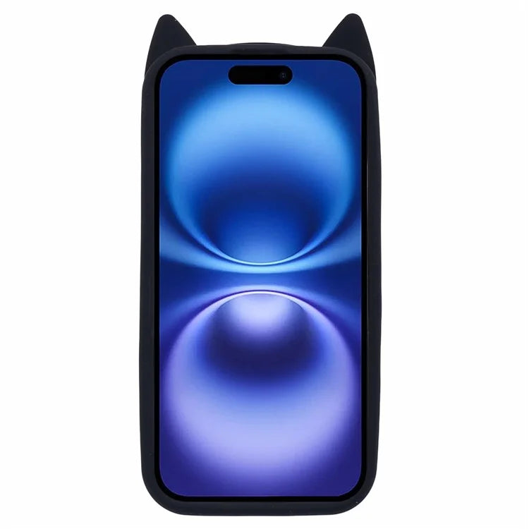 For iPhone 16 Silicone Case 3D Moustache Cat Protective Phone Cover