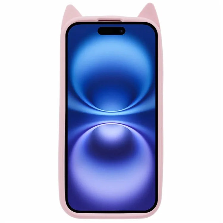 For iPhone 16 Silicone Case 3D Moustache Cat Protective Phone Cover