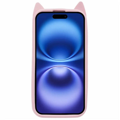 For iPhone 16 Silicone Case 3D Moustache Cat Protective Phone Cover