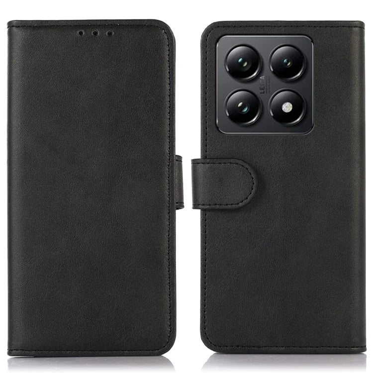For Xiaomi 14T Case Cowhide Texture Leather Wallet Phone Cover with Stand