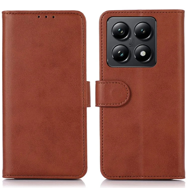 For Xiaomi 14T Case Cowhide Texture Leather Wallet Phone Cover with Stand