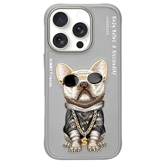 NIMMY for iPhone 16 Pro Max Case Embroidery PU Leather+PC+TPU Phone Cover
