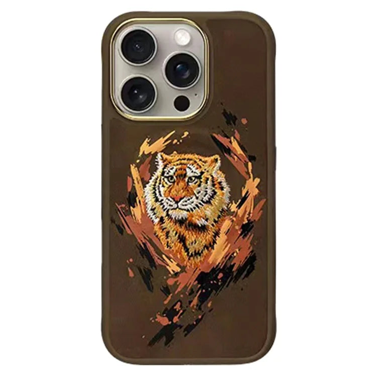 NIMMY For iPhone 16 Pro Case Embroidery Pattern Anti-Scratch Phone Cover