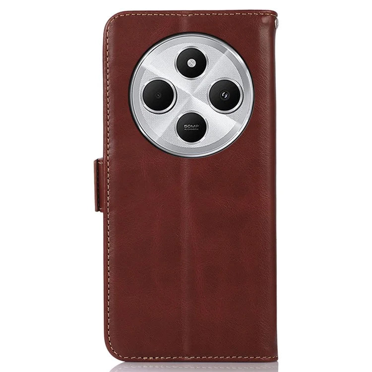 For Xiaomi Redmi 14C 4G Case RFID Blocking Genuine Cow Leather Wallet Phone Cover