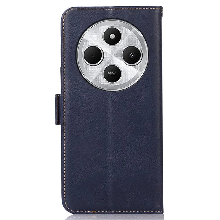For Xiaomi Redmi 14C 4G Case RFID Blocking Genuine Cow Leather Wallet Phone Cover