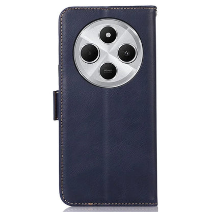 For Xiaomi Redmi 14C 4G Case RFID Blocking Genuine Cow Leather Wallet Phone Cover
