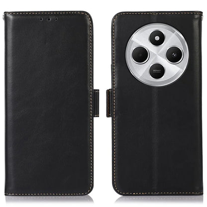 For Xiaomi Redmi 14C 4G Case RFID Blocking Genuine Cow Leather Wallet Phone Cover