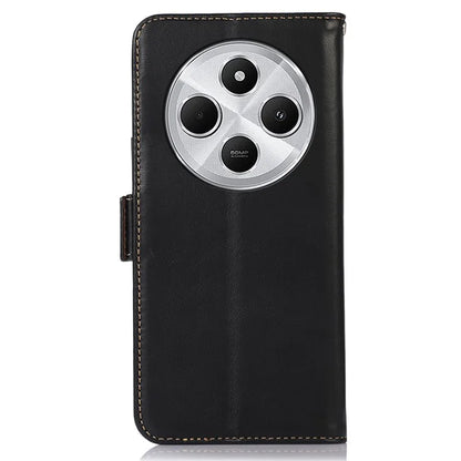 For Xiaomi Redmi 14C 4G Case RFID Blocking Genuine Cow Leather Wallet Phone Cover
