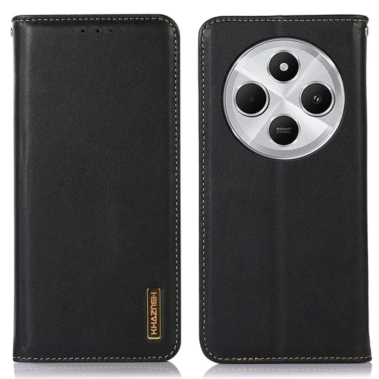 KHAZNEH For Xiaomi Redmi 14C 4G Case Genuine Cow Leather Wallet Phone Cover Nappa Texture