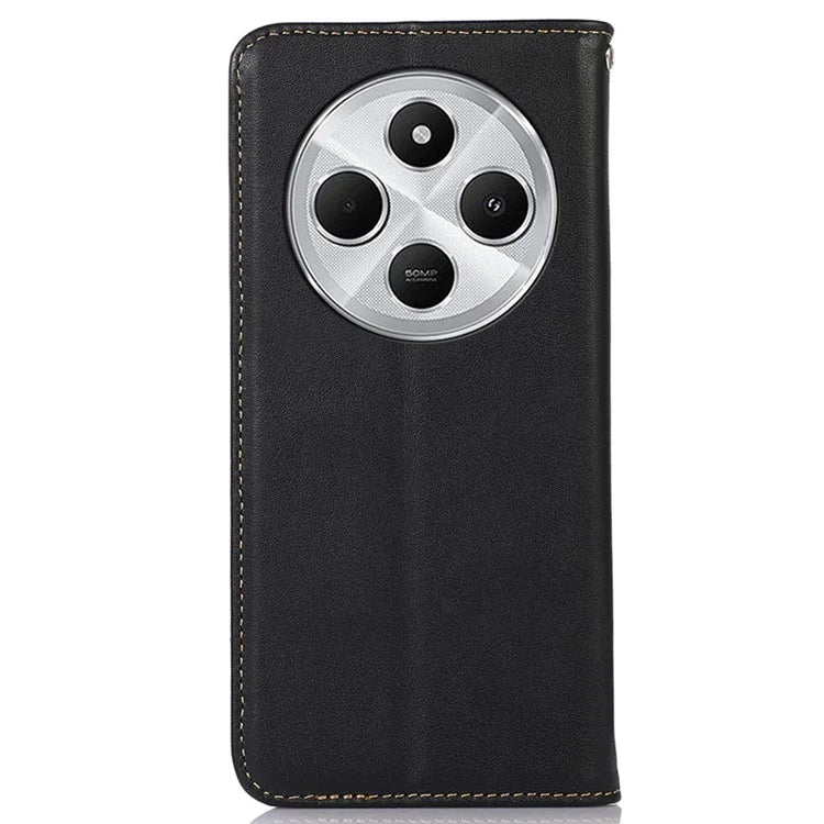 KHAZNEH For Xiaomi Redmi 14C 4G Case Genuine Cow Leather Wallet Phone Cover Nappa Texture