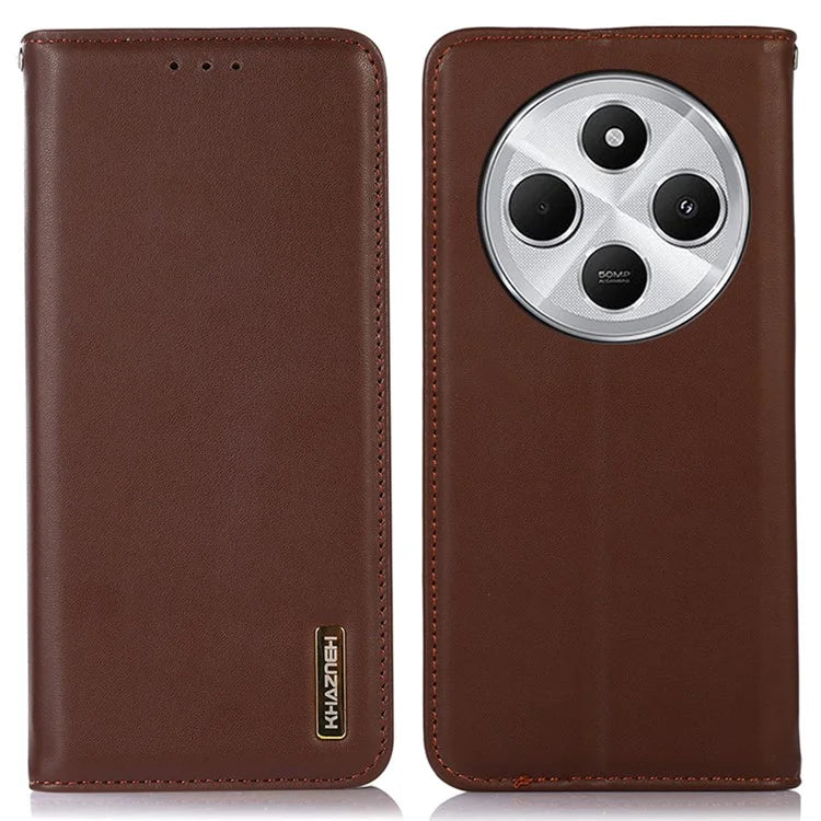 KHAZNEH For Xiaomi Redmi 14C 4G Case Genuine Cow Leather Wallet Phone Cover Nappa Texture