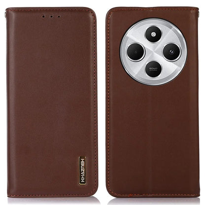 KHAZNEH For Xiaomi Redmi 14C 4G Case Genuine Cow Leather Wallet Phone Cover Nappa Texture